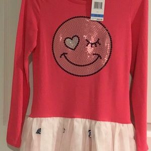 💄2/$24💄Flapdoodles emoji sequin pink tulle dress